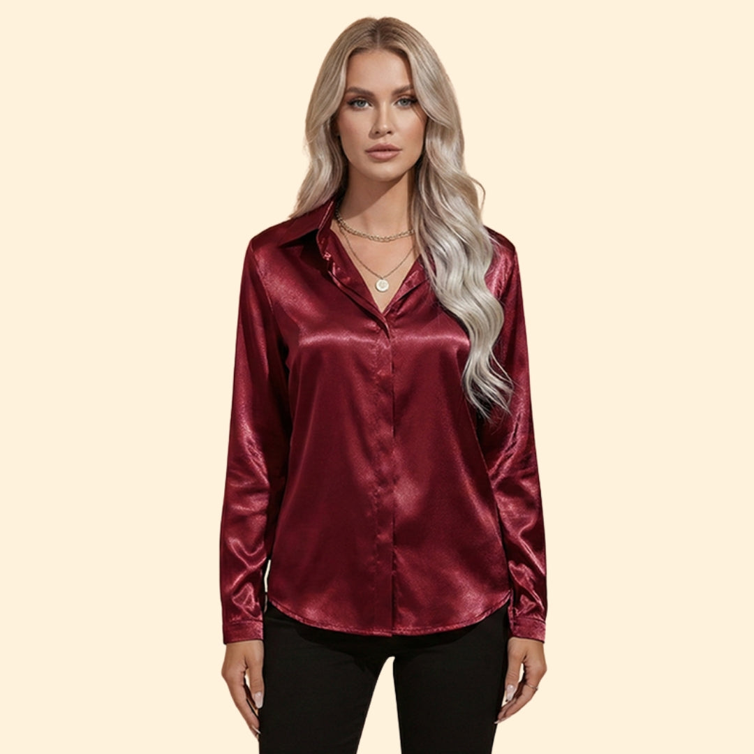 Women’s Long Sleeve Blouse with V-Neck
