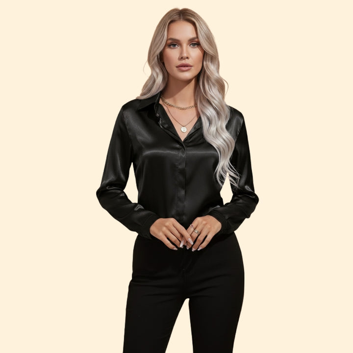 Women’s Long Sleeve Blouse with V-Neck