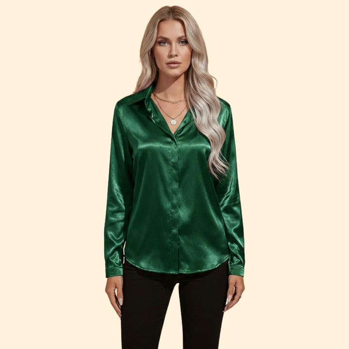 Women’s Long Sleeve Blouse with V-Neck