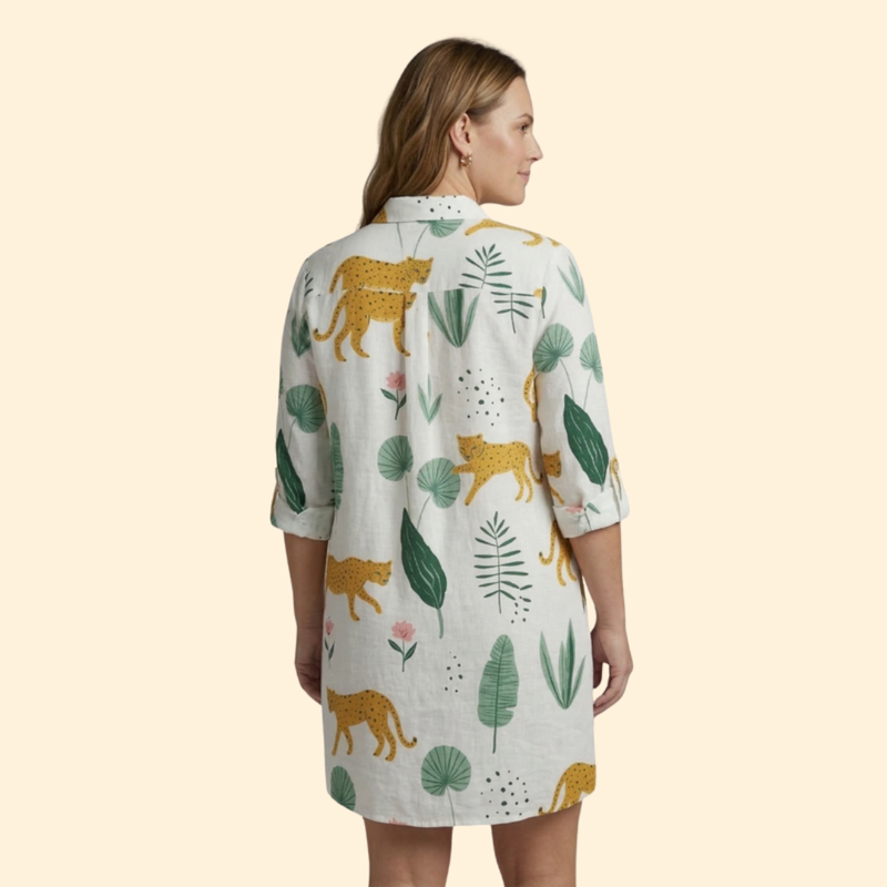 Women’s Long Sleeve Cover Up Dress with Printed Design