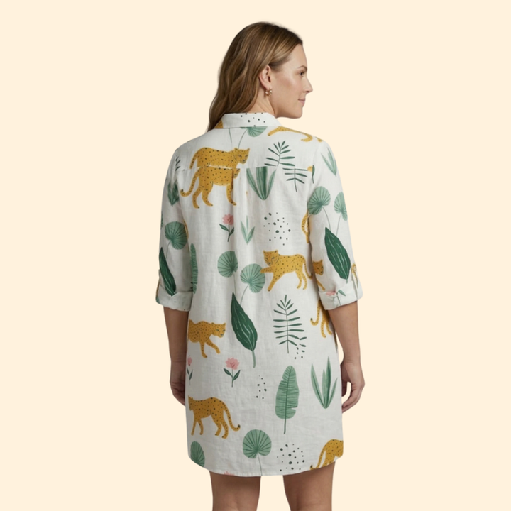 Women’s Long Sleeve Cover Up Dress with Printed Design