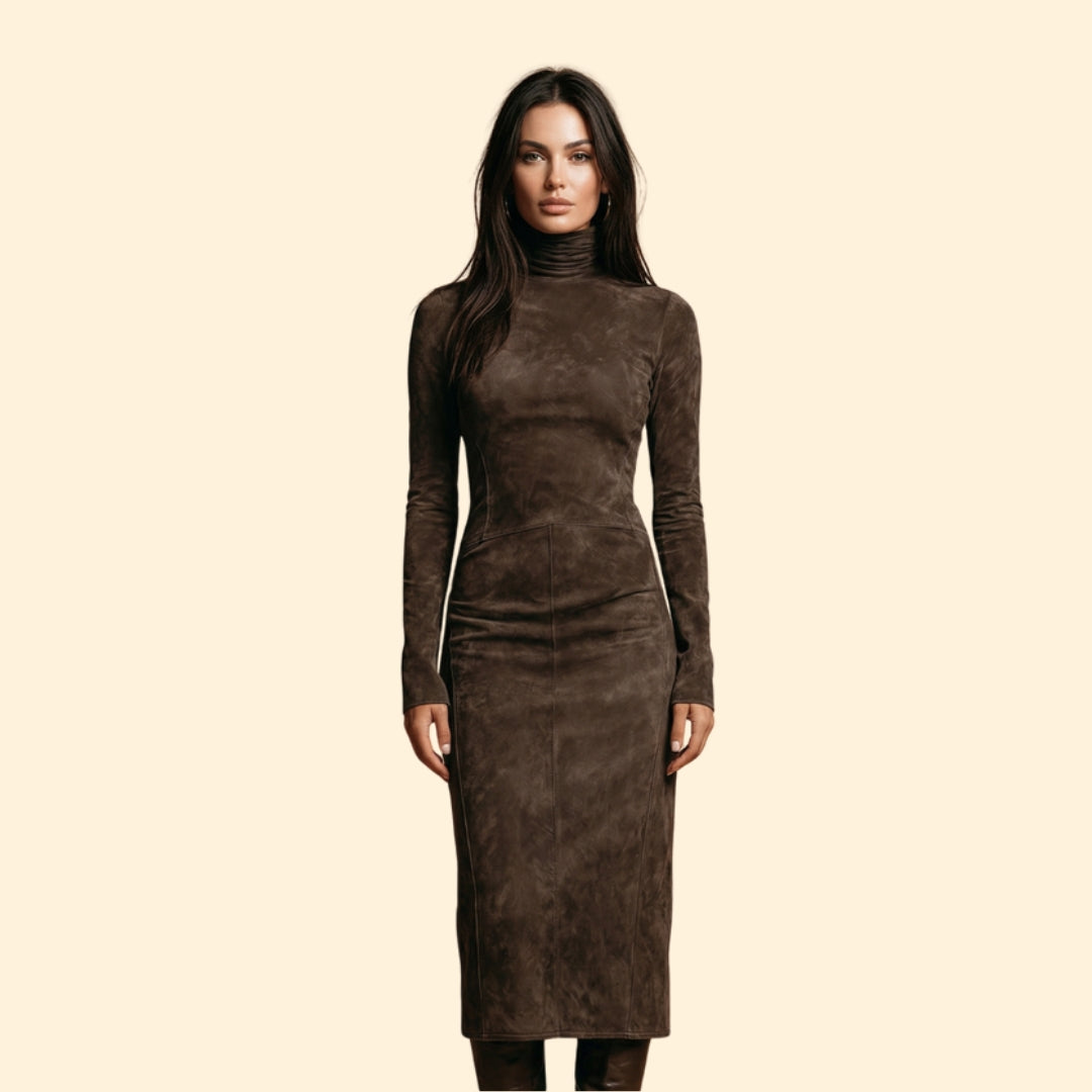 Women’s Long Sleeve Dress with High Neckline