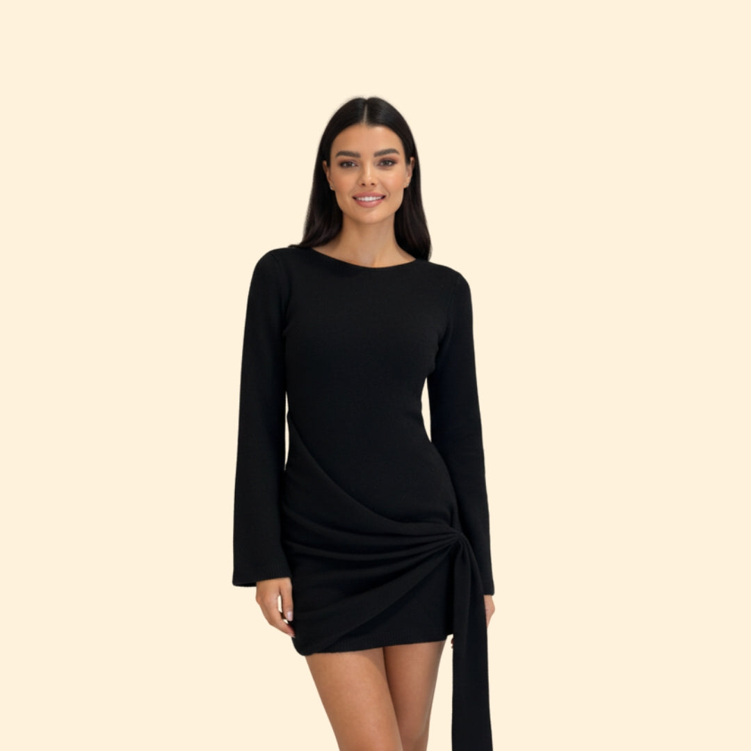 Women’s Long Sleeve Dress with Knot Detail