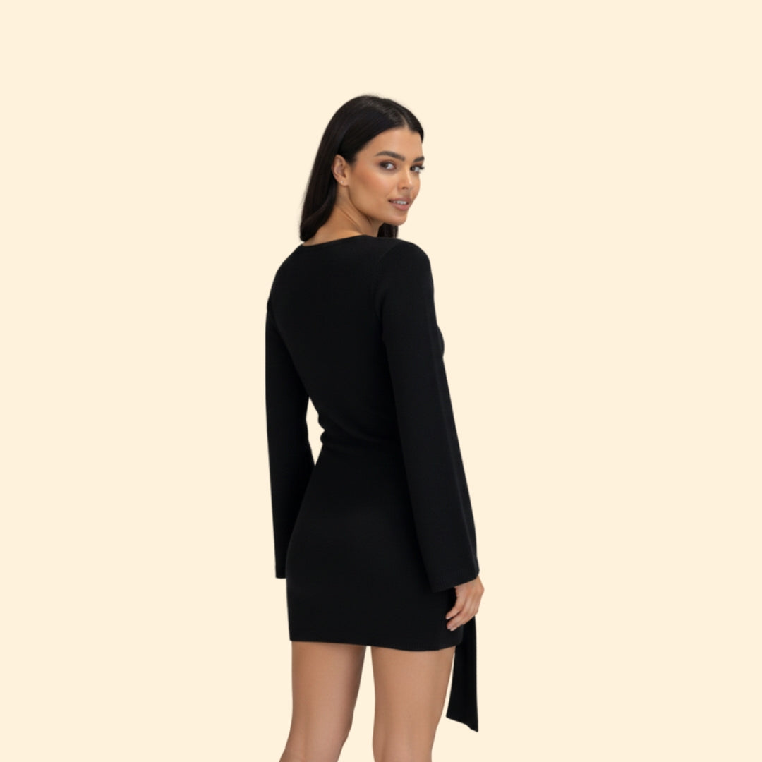 Women’s Long Sleeve Dress with Knot Detail