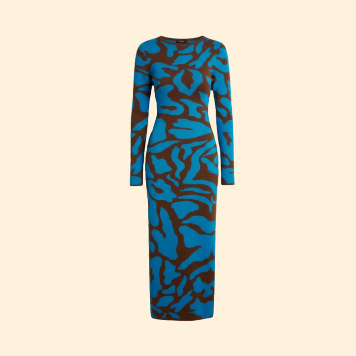 Women's Long Sleeve Dress with Modern Print