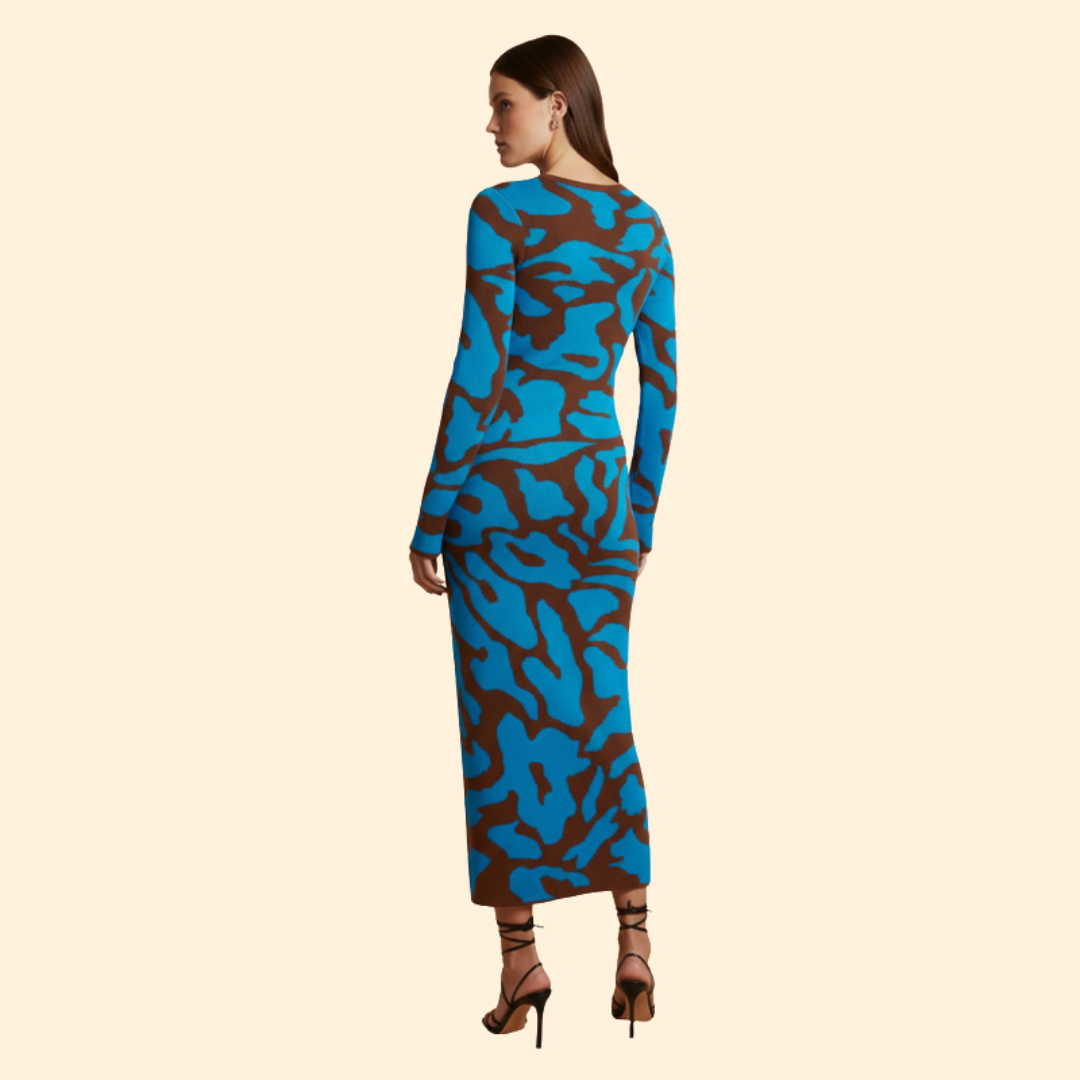 Women's Long Sleeve Dress with Modern Print