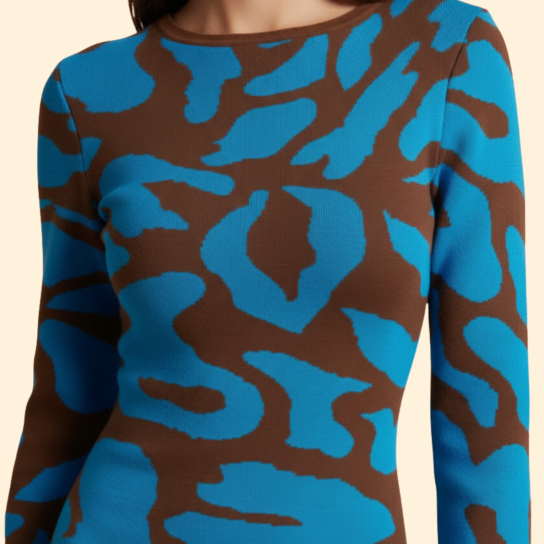 Women's Long Sleeve Dress with Modern Print