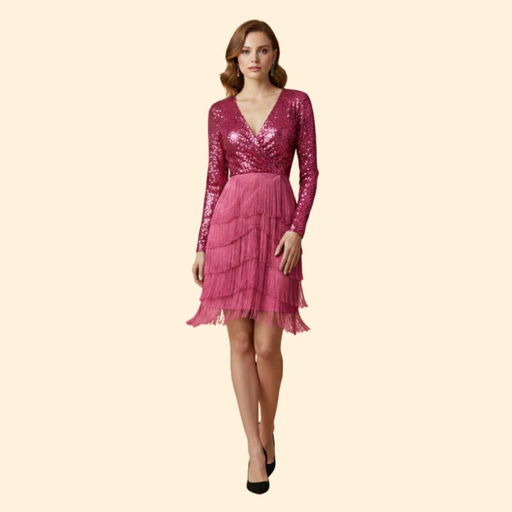 Women’s Long Sleeve Dress with V-Neckline