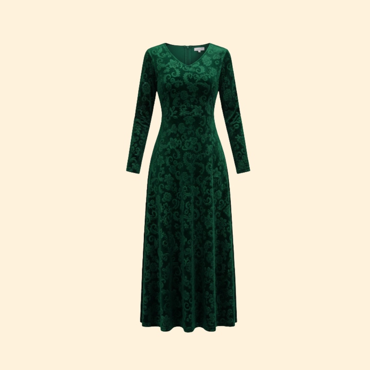 Women's Long Sleeve Flared Wedding Guest Dress