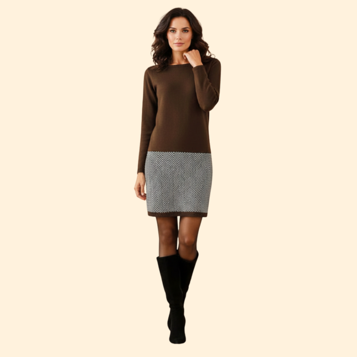 Women’s Long Sleeve Houndstooth Dress