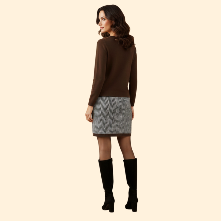Women’s Long Sleeve Houndstooth Dress