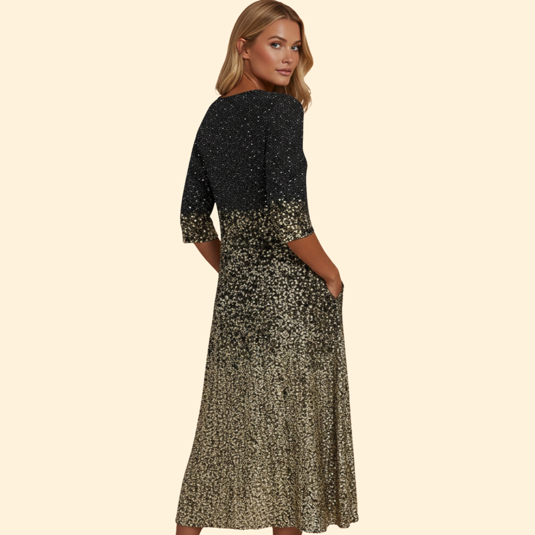Women’s Long Sleeve Midi Dress with Pockets