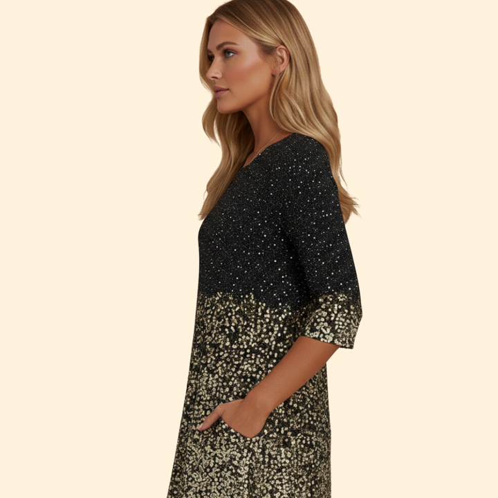 Women’s Long Sleeve Midi Dress with Pockets