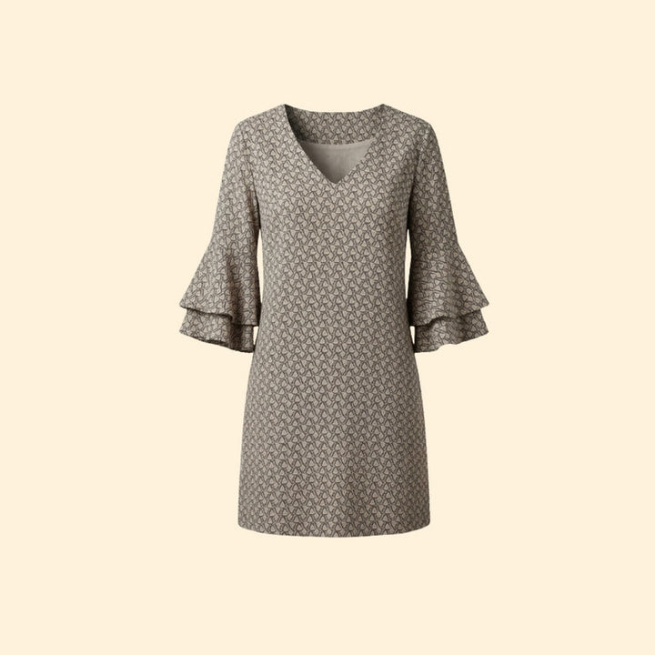 Women’s Long Sleeve Mini Dress with Printed Pattern