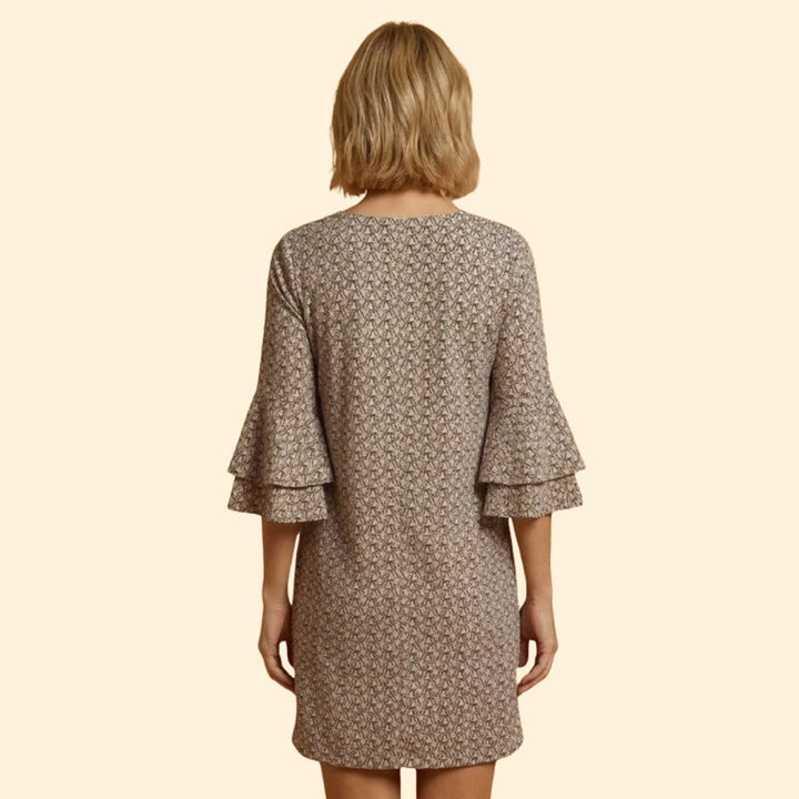 Women’s Long Sleeve Mini Dress with Printed Pattern