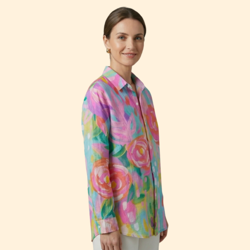 Women’s Long Sleeve Shirt with Pointed Collar