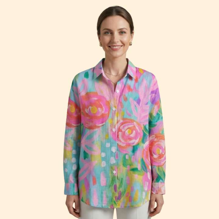 Women’s Long Sleeve Shirt with Pointed Collar