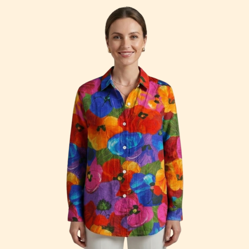 Women’s Long Sleeve Shirt with Pointed Collar
