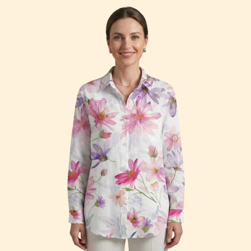Women’s Long Sleeve Shirt with Pointed Collar