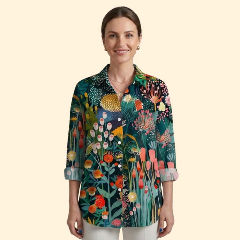 Women’s Long Sleeve Shirt with Pointed Collar