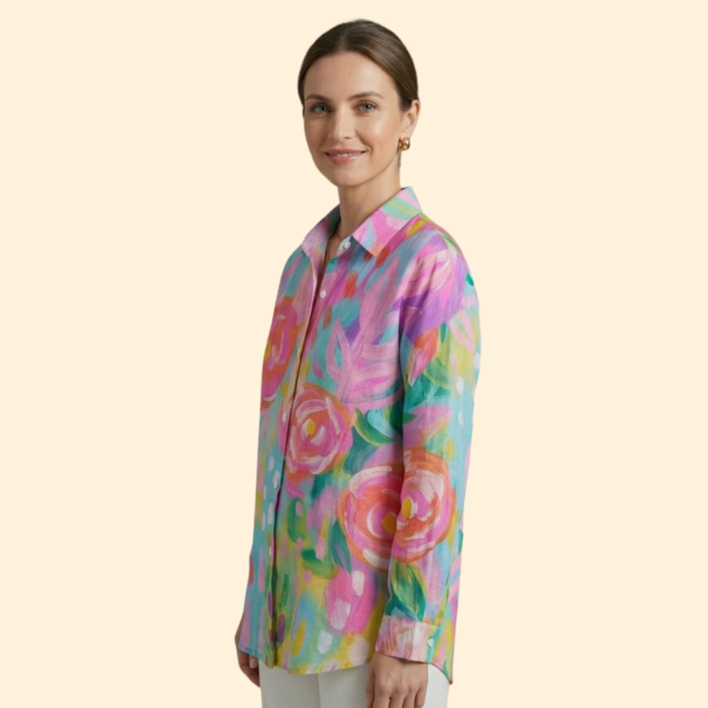 Women’s Long Sleeve Shirt with Pointed Collar