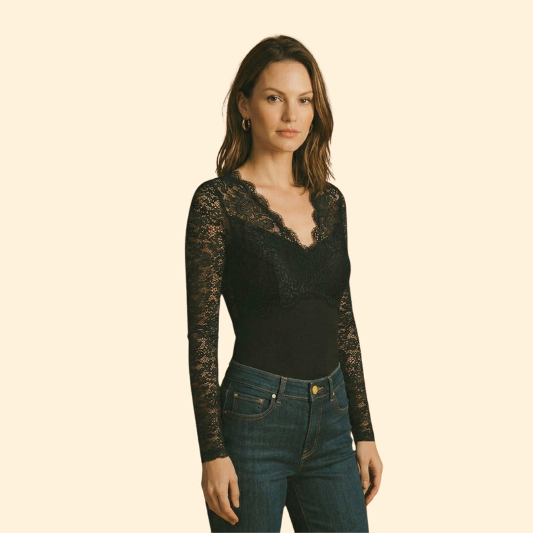 Women’s Long Sleeve Top with Floral Lace
