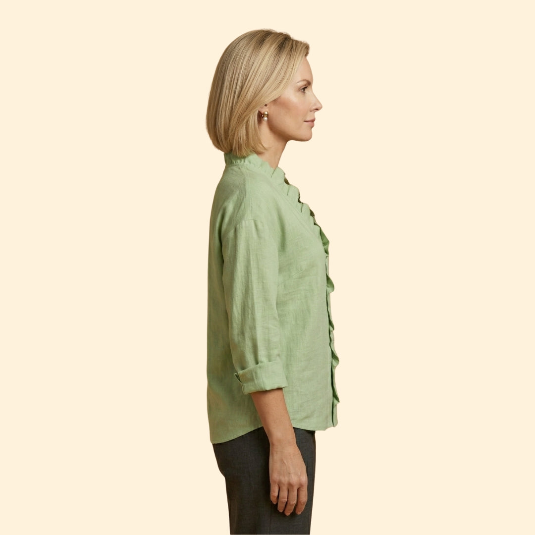 Women's Long Sleeve Top with Ruffled Trim