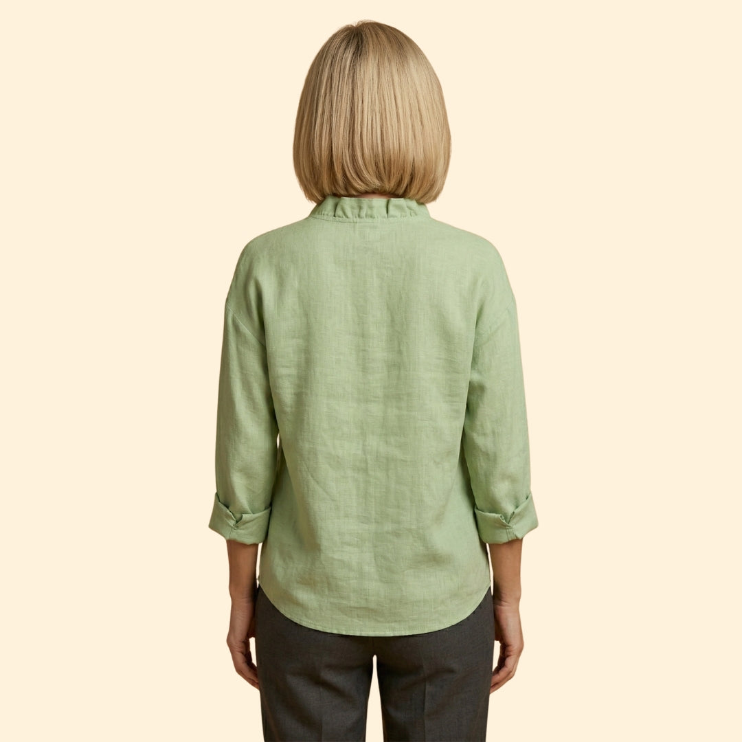 Women's Long Sleeve Top with Ruffled Trim