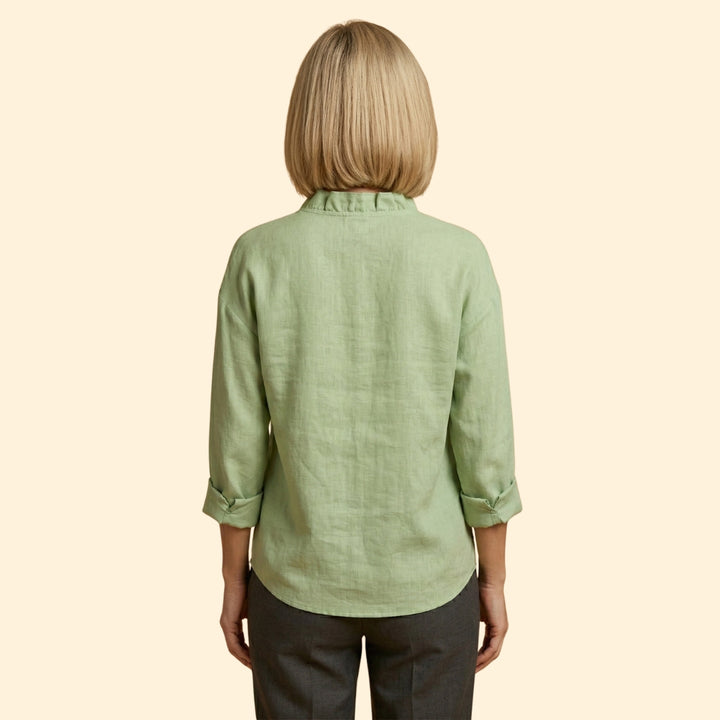 Women's Long Sleeve Top with Ruffled Trim