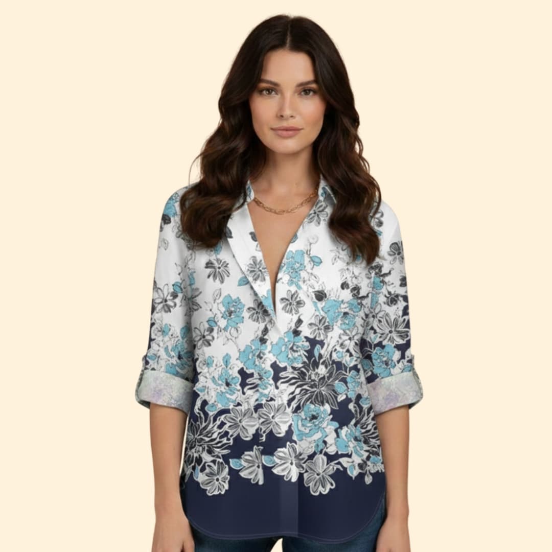 Women’s Loose-fit Blouse with Floral Print