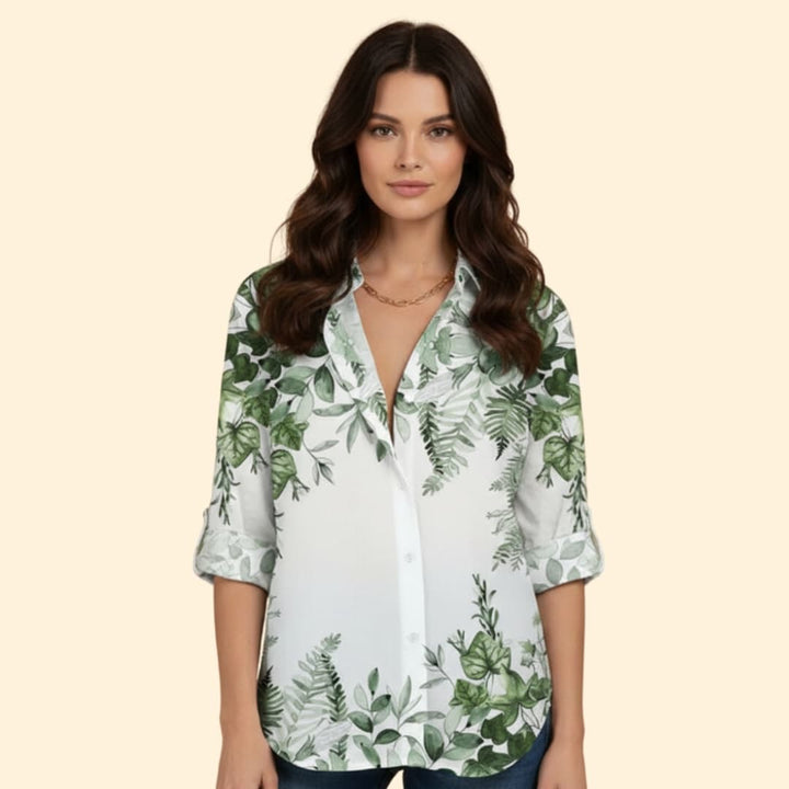 Women’s Loose-fit Blouse with Floral Print