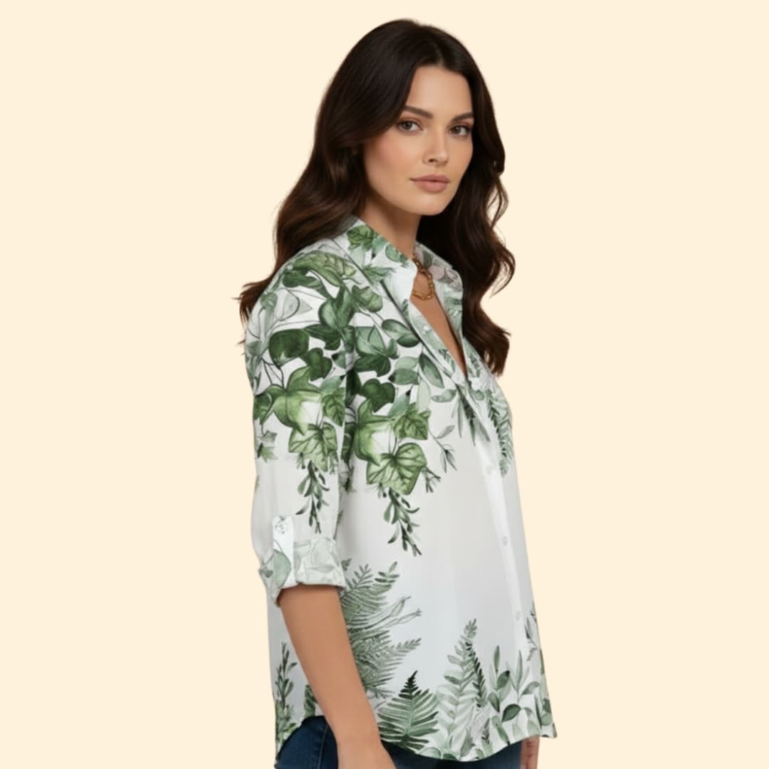 Women’s Loose-fit Blouse with Floral Print