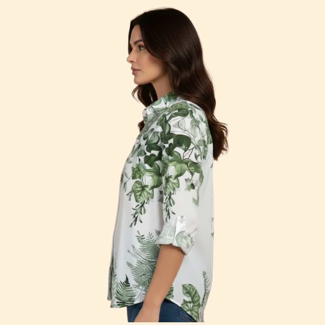 Women’s Loose-fit Blouse with Floral Print