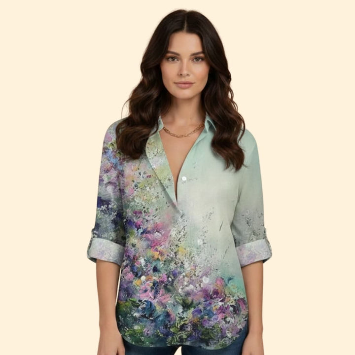 Women’s Loose-fit Blouse with Floral Print