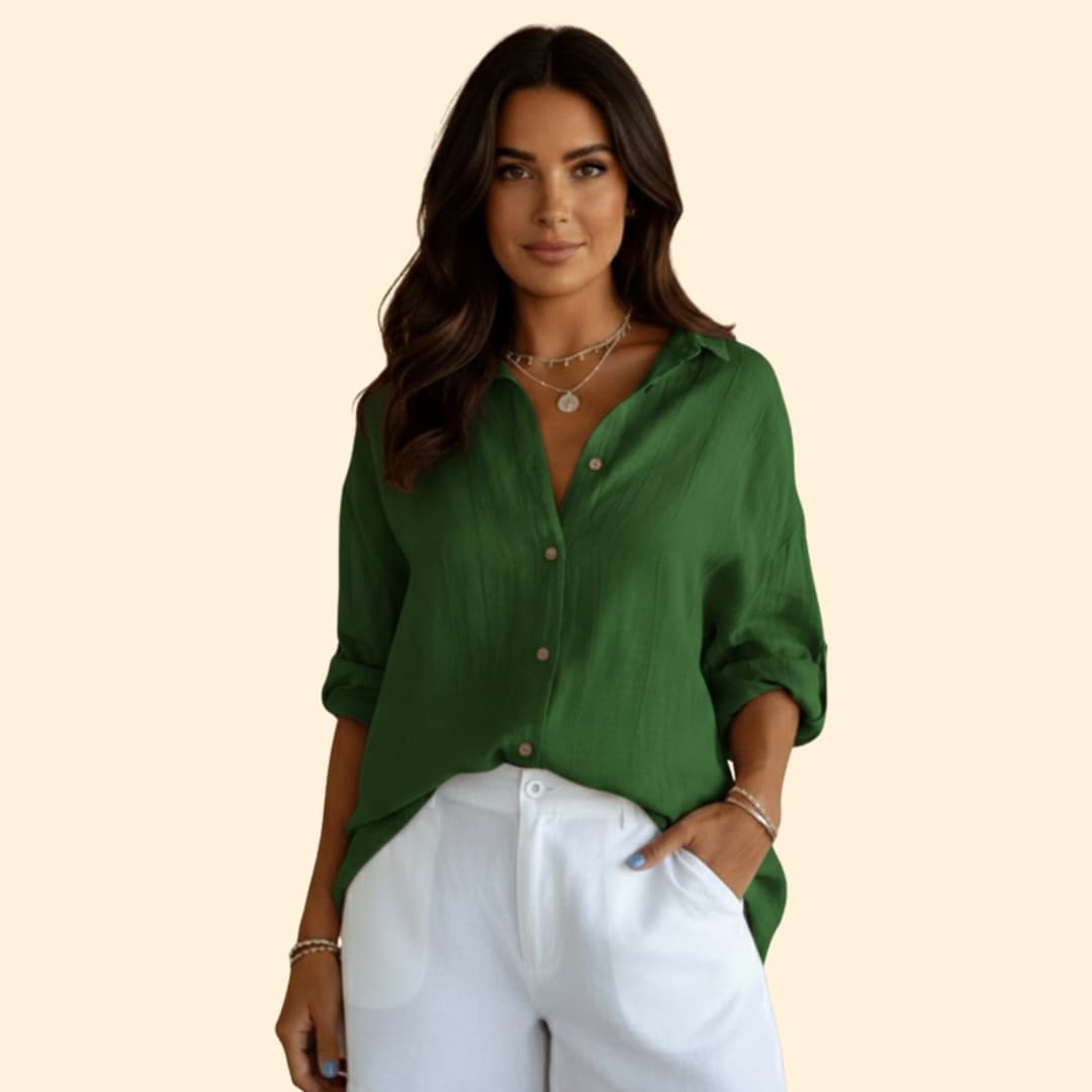 Women’s Loose Blouse with Button Closure