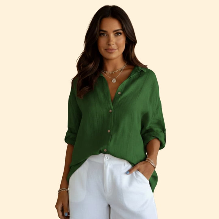 Women’s Loose Blouse with Button Closure
