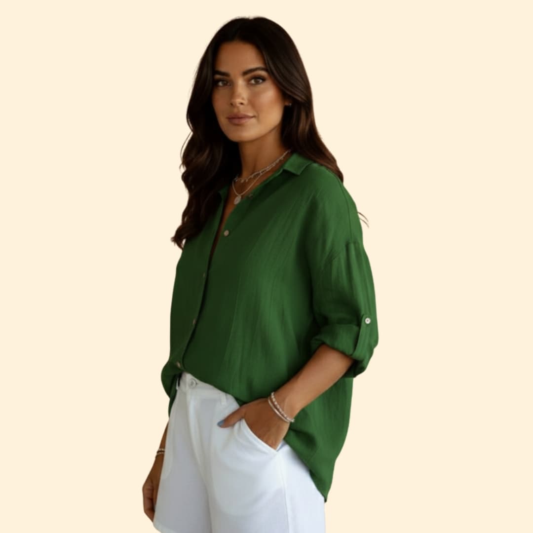 Women’s Loose Blouse with Button Closure