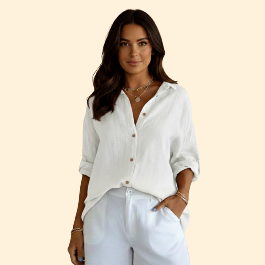 Women’s Loose Blouse with Button Closure