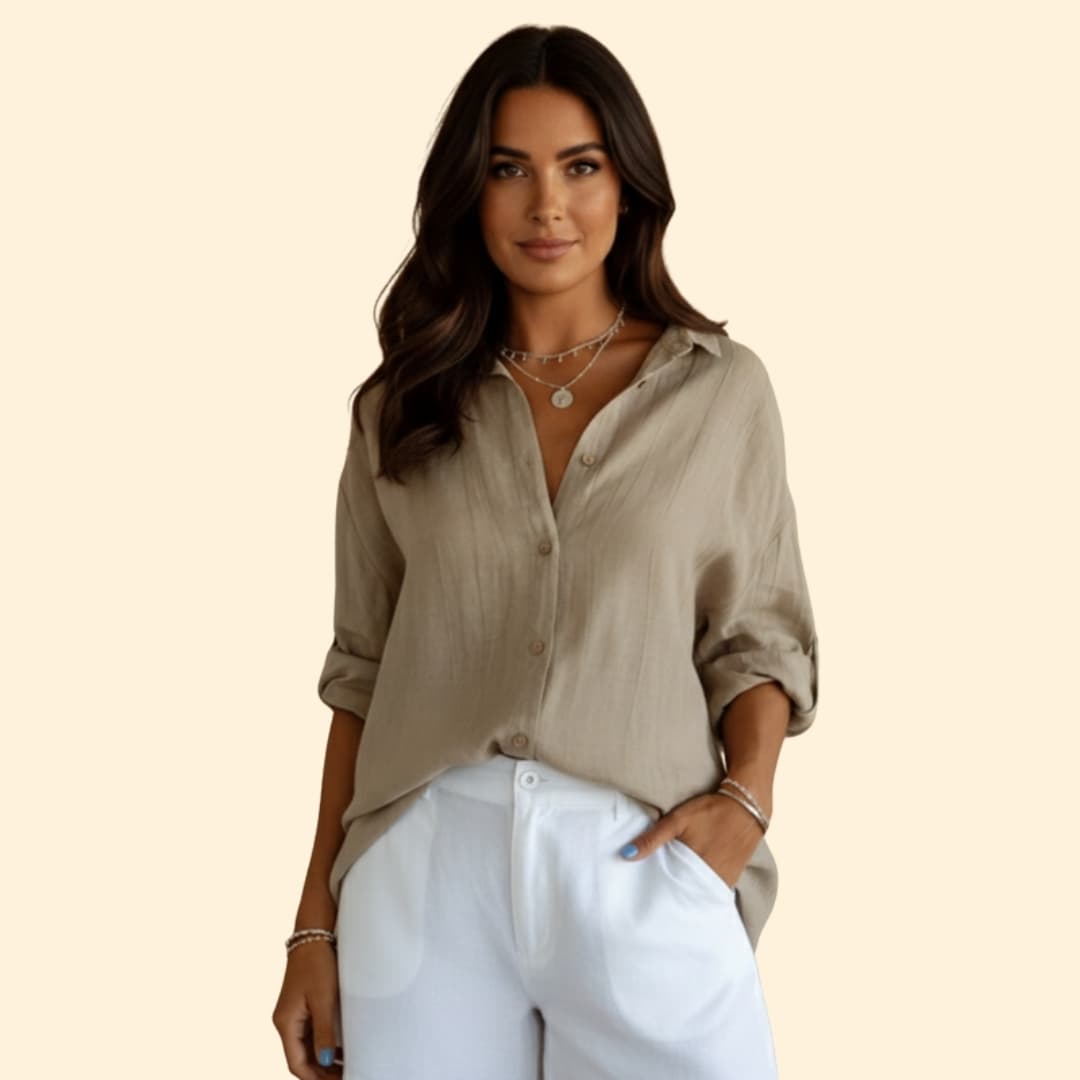 Women’s Loose Blouse with Button Closure