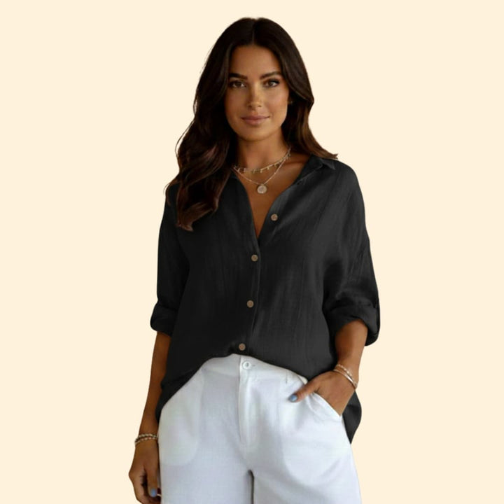 Women’s Loose Blouse with Button Closure