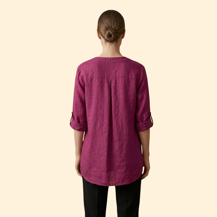 Women’s Loose Blouse with Henley Neckline