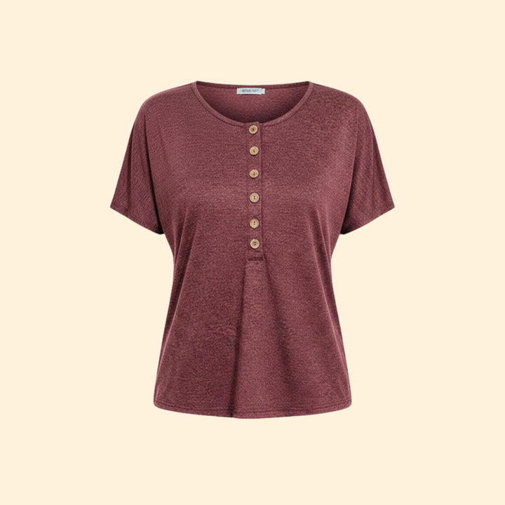 Women’s Loose Fit T-Shirt with Wooden Buttons