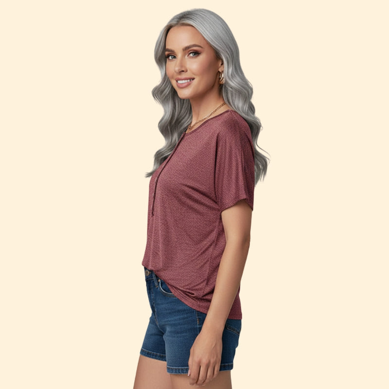 Women’s Loose Fit T-Shirt with Wooden Buttons