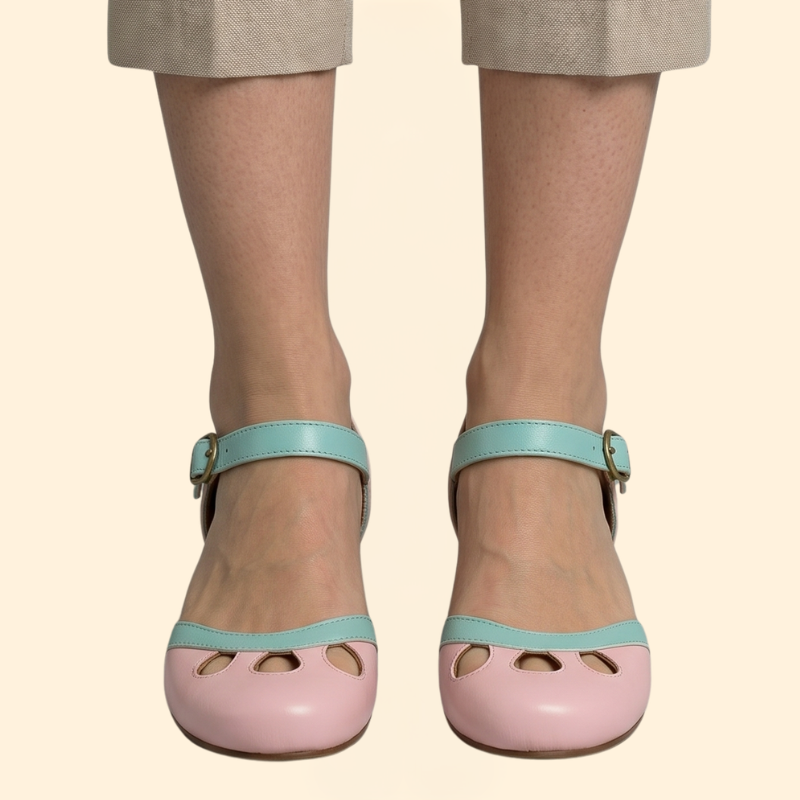 Women's Low-Heeled Sandals with Strap