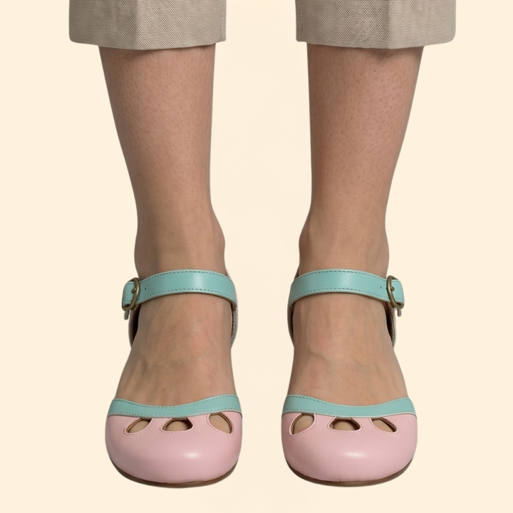 Women's Low-Heeled Sandals with Strap