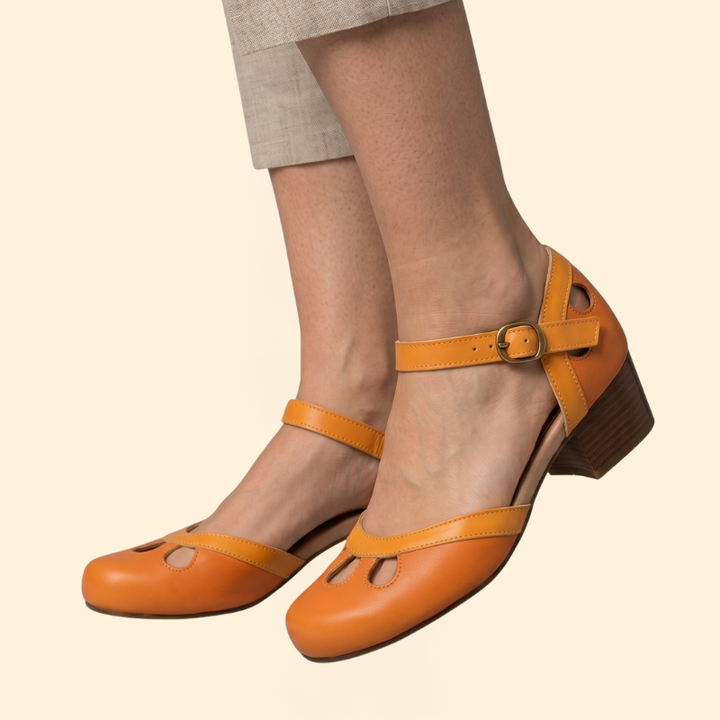 Women's Low-Heeled Sandals with Strap