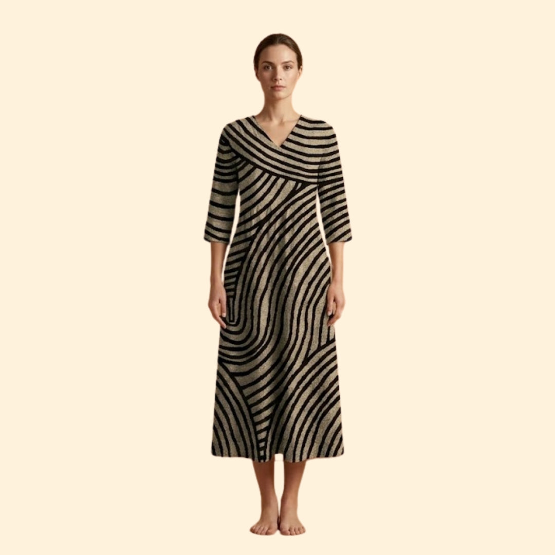 Women's Maxi Dress with Abstract Swirl Pattern