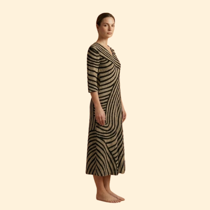 Women's Maxi Dress with Abstract Swirl Pattern