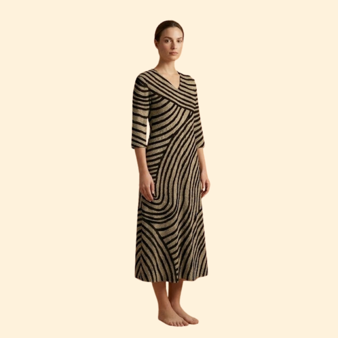 Women's Maxi Dress with Abstract Swirl Pattern
