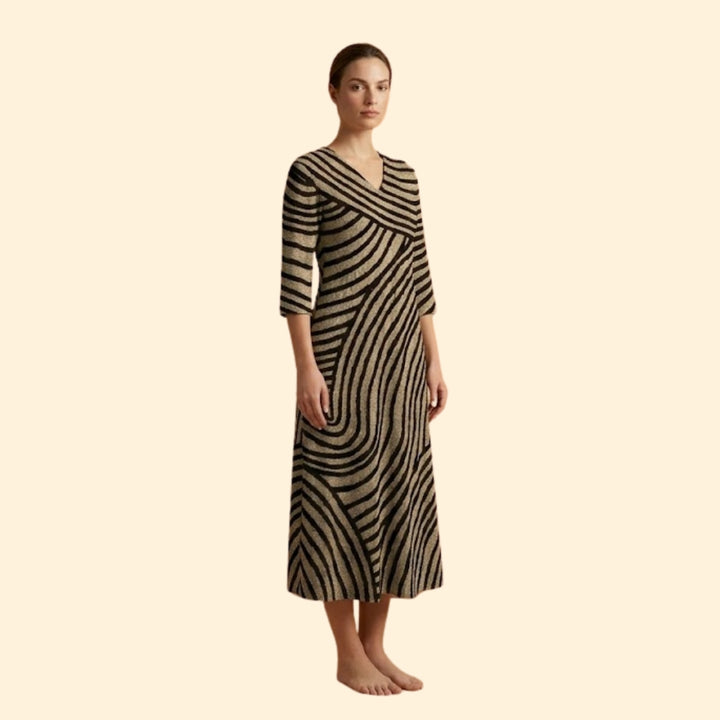 Women's Maxi Dress with Abstract Swirl Pattern